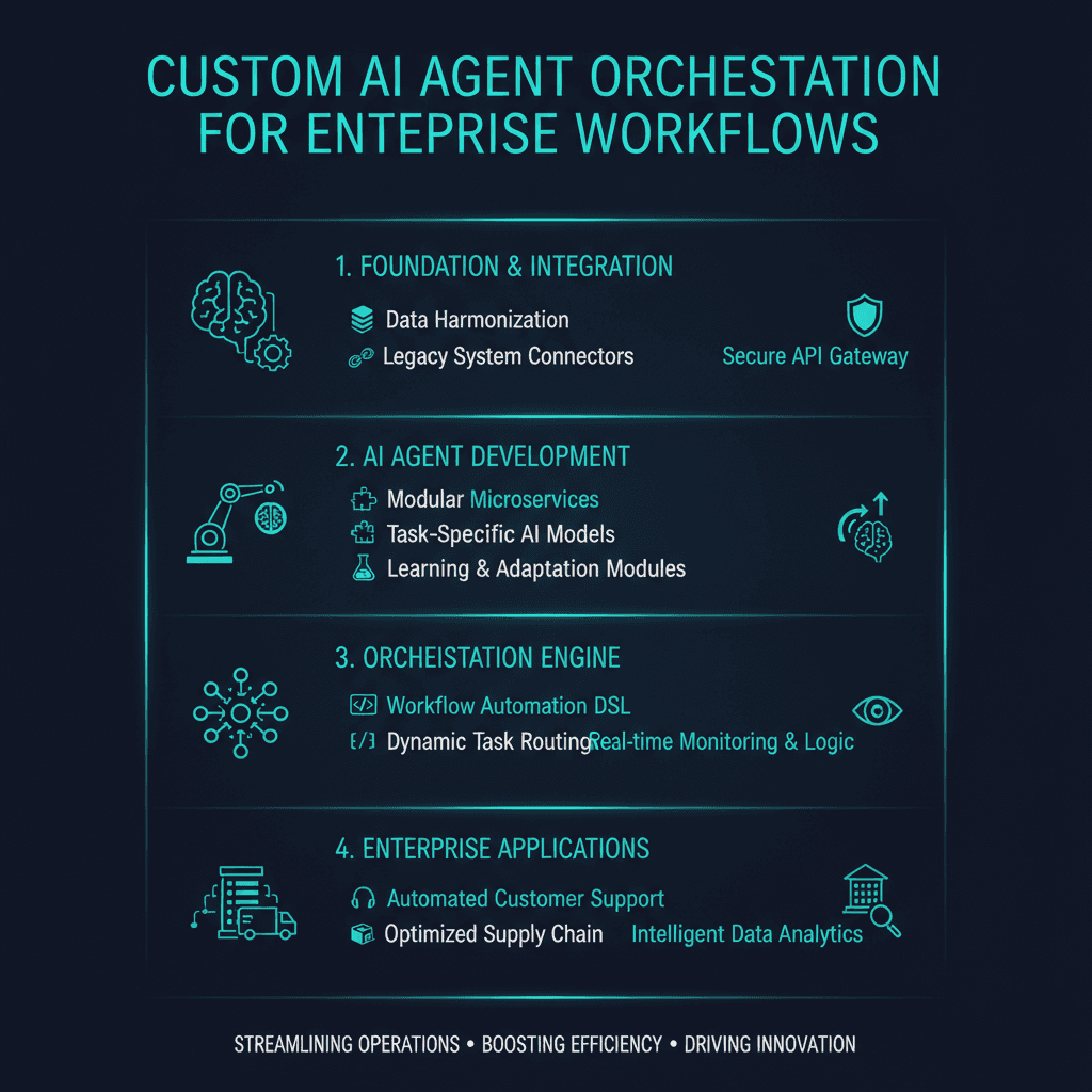 Custom AI Agent Orchestration for Enterprise Workflows infographic